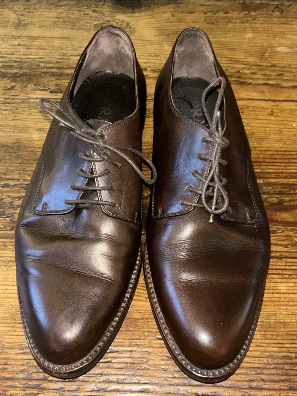 Prada Milano Men's US6.5-7 UK6 EU39.5 Brown Leather Lace Up Dress Shoes